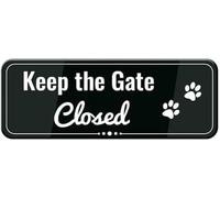 Acrylic Keep The Gate is Closed Wall_Door Sign, Black_White for Stores, Shops, Cafes, Offices & Restaurants, Self-Adhesive, 3x9 inch.