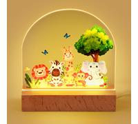 Acrylic Kids Night Light - Soft Warm Yellow LED Lamp for Baby & Toddler Room Decor (Animal Design)