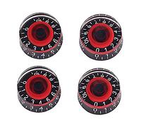 Acrylic Knobs 4 Pack Black Red Speed Dial for Les Paul