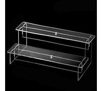 Acrylic Ladder Display Stand, Clear Tiered Shelf Organizer for Perfume, Dolls, Jewelry & Collectibles, Detachable Multi-Layer Transparent Storage Rack with For Easy(2 layers 20cm)