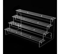 Acrylic Ladder Display Stand, Detachable Multi-Layer Transparent Storage Rack for Perfume, Dolls, Jewelry, Cupcakes & Collectibles, Clear Tiered Showcase Shelf(4 layers 35cm)