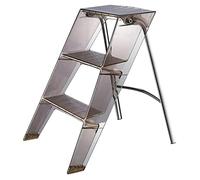 Acrylic Ladder Shelf - Three-Step Non-Slip Folding Step Stool for Indoor/Outdoor Use - Transparent Display Stand for Kitchen and Living Room