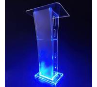 Acrylic Lectern Stand with LED Light, Portable Presentation Podium for Schools, Churches, and Offices, Ideal for Public Speaking and Events