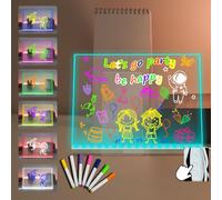 Acrylic LED Glowing Message Board Dry Erase Board with Stand 30×20 CM 7 Color Change Whiteboard with Remote Control Dimming Timing Table Lamp Desktop Calendar Note Board Gift Home Decor