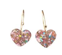 Acrylic Lightweight Colorful Heart Shaped Earring Shiny Glitter Love Dangle Hoop Earrings Sparkle Heart Earrings Valentine's Day Gift, 1, Resin, No Gemstone