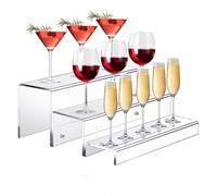 Acrylic Liquor Bottle Display Shelf - 3-Tier Transparent Bar Stand for Home & Bars - 37x28.5x14cm Countertop for Spirits Wine & Liquor Bottles