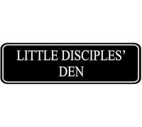 Acrylic Little Disciples' Den Sign, Thick Black for Church Nurseries, Religious School Classrooms, Home Prayer Spaces, 3x9 Inch.