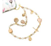 Acrylic Love Leaf Dragonfly Pendant Crystal Beads Mobile Phone Chain Anti-Lost Phone Chain Wrist Strap Chain Mobile Phone Pendant Mobile Phone Pendant Keychain Bag Pendant Beige