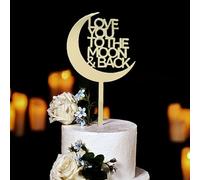 Acrylic Love You to The Moon & Back Cake Topper,Baby Shower Cake Decorations,Wedding Cake Topper for Wedding Anniversary Birthday Parties