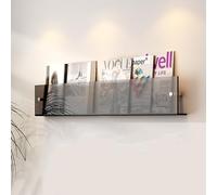 Acrylic Magazine Rack Brochure Holder Wall Mounted Bookshelf Wall Decorative Shelf Record Display Rack Literature Storage Racks for Waiting Room, Living Room, Office, 3 Colors，Grey-90cm-1 Pack