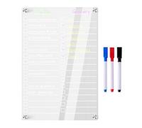 Acrylic Magnetic Board, Clear Planner Organizer, 7.87x11.81in Authentic Refrigerator Marker Organizers, Easy Write-Erase, Includes 3 Markers for Grocery, List, Kitchen Use