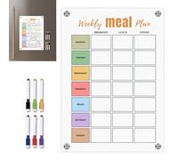 Acrylic Magnetic Board - Transparent Fridge Notice Board Planner, Reusable Dry Wipe Writing Board, Kitchen Reminder Display, Planning Area for Household Organization for Kitchen