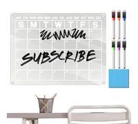 Acrylic Magnetic Calendar for Fridge - Dry Erasable Magnetic Calendar for Fridge Weekly Planning Boards with 6 Markers for Home Decoration Kitchen Home Classroom