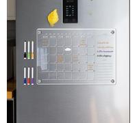 Acrylic Magnetic Calendar for Refrigerator, Monthly and Weekly Calendar for Fridge, Clear Acrylic Magnetic Whiteboard, Reusable Planner Whiteboard Calendar with 6 Pens for Menu, Meal, Memo(for A4)