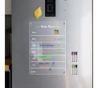 Acrylic Magnetic Calendar for Refrigerator Transparent Weekly Monthly Planner Board with 6 Erasable Markers Fridge Whiteboard Not