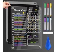 Acrylic Magnetic Chore Chart for Kids, Transparent Erasable Reward Chart for Teens and Adults Chore Checklist with 6 Markers and Towel