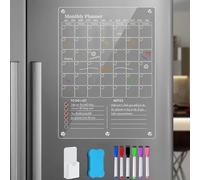 Acrylic Magnetic Dry Erase Board for Fridge, Monthly & Weekly Calendar Planner Note Blackboard Set,Clear Acrylic Magnetic Calendar,Reusable Planner Board for Refrigerator/Wall/Glass/Kitchen