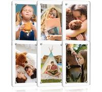Acrylic Magnetic Picture Frame for 3 Inch Photos - Pack of 6 Double-Sided Magnetic Photo Frames Fridge Polaroid Magnetic Photo Frame for Fujifilm Instax Mini 12 11 40 Evo, Polaroid Instant Photo