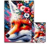 Acrylic Majestic Blossoming Fox 1000 Piece Jigsaw Puzzle Challenging Puzzles Colorful Home Decor Interactive Family Game 1000 PCS(38x26cm)