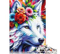 Acrylic Majestic Blossoming Wolf Jigsaw Puzzle 1000 Piece Jigsaw Puzzles Game for Adults And Paper Puzzles Educational Toys 38x26cm/1000pcs