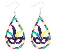 Acrylic Mardi Gras Earrings Sequin Fleur De Lis Letter Mask Crown Earrings for Women, Carnival Earrings for Fat Tuesday Celebration, Mardi Gras Parade Accessory Gifts, normal, Acrylic, No Gemstone