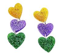 Acrylic Mardi Gras Earrings Sequin Fleur De Lis Letter Mask Crown Earrings for Women, Carnival Earrings for Fat Tuesday Celebration, Mardi Gras Parade Accessory Gifts, normal, Acrylic, No Gemstone