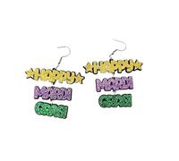 Acrylic Mardi Gras Letter Earrings Mask Crown Carnival Drop Dangle Earrings Fat Tuesday Parade Party Accessory Gifts, M, Acrylic, No Gemstone