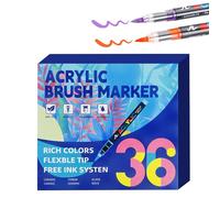 Acrylic Marker - 36 Colours Paint Markers Waterproof No Bleeding Flexible Tip | Art Coloring Drawing Decorate Ceramics Glass Canvas Stone Wood Fabric Material Crafts