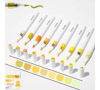 Acrylic Marker Pens, Multi-Layer Color Stacking, Brush Tip 1-5mm, 2.6ml Big Volume Ink, Direct Ink System，Suitable for a variety of surfaces (Yellow)