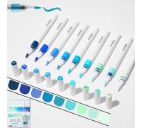 Acrylic Marker Pens, Multi-Layer Color Stacking, Brush Tip 1-5mm, 2.6ml Big Volume Ink, Direct Ink System，Suitable for a variety of surfaces (baby blue)