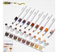 Acrylic Marker Pens, Multi-Layer Color Stacking, Brush Tip 1-5mm, 2.6ml Big Volume Ink, Direct Ink System，Suitable for a variety of surfaces (Brown)