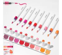 Acrylic Marker Pens, Multi-Layer Color Stacking, Brush Tip 1-5mm, 2.6ml Big Volume Ink, Direct Ink System，Suitable for a variety of surfaces (Red)