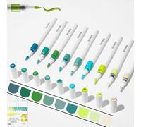Acrylic Marker Pens, Multi-Layer Color Stacking, Brush Tip 1-5mm, 2.6ml Big Volume Ink, Direct Ink System，Suitable for a variety of surfaces (Green)