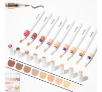 Acrylic Marker Pens, Multi-Layer Color Stacking, Brush Tip 1-5mm, 2.6ml Big Volume Ink, Direct Ink System，Suitable for a variety of surfaces (Skin color)