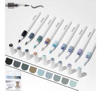 Acrylic Marker Pens, Multi-Layer Color Stacking, Brush Tip 1-5mm, 2.6ml Big Volume Ink, Direct Ink System，Suitable for a variety of surfaces (Grey)