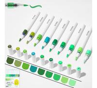Acrylic Marker Pens, Multi-Layer Color Stacking, Brush Tip 1-5mm, 2.6ml Big Volume Ink, Direct Ink System，Suitable for a variety of surfaces (Yellow+green)