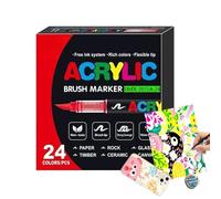 Acrylic Marker Set - Soft Tip Pens, Paint Tools Wood Stone Canvas Glass Fabric, Rock Egg Craft Supplies DIY Art | Creative Coloring Projects Rock Painting, Canvas, Wood, Glass, Ceramic