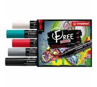 STABILO Acrylic Marker FREE Acrylic - T800C 4-10 mm Bullet Tip - Bold - Wallet of 5 - Assorted colours