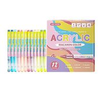 Acrylic Markers | 12 Colors Quick-Drying Fine Tip - Water Based Art Coloring Pens,for Fabric Glass Canvas Rock Metal Wood Paper Graffiti Birthday Christmas Kids Adults