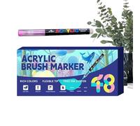 Acrylic Markers Brush Tip - Multi Colours Superimposable Soft Tip Supplies for Artists, Acrylic Painting Pens - for Adults Party School Office Decoration Hobbies Birthday