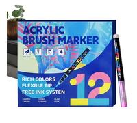 Acrylic Markers Brush Tip - Soft Writing Supplies - Multi-Colours | Paint Markers with Brush Tip | For Adults Party School Office Decoration Hobbies Birthday Christmas