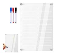Acrylic Meal Planner - 20x30cm Dry Erase Planning Board, Convenient Setup | Acrylic Clear Meal Planners with Secure Adhesion, Magnetic Fridge Planner for Chore Chart Shopping Refrigerator