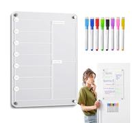 Acrylic Meal Planner for Fridge | Magnetic Refrigerator Dry Erase Planner Board with 8 Markers | Reusable Refrigerator Planning Noteboard for Grocery Shopping List Chore Chart