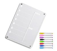 Acrylic Meal Planner Magnetic, Reusable Refrigerator Planning Note Board with 8 Markers, Magnetic Note Board for Grocery Shopping Lists, Chore Charts, Daily Meal Planning, Home Organization