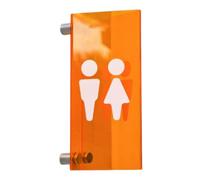 Acrylic Men Women Toilet Sign, Triangular Side Hanging Double Sided Bathroom Door Sign With Mounting Accessories, 25x12cm, 1 Pcs(Orange)