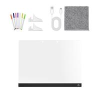 Acrylic Message Pad - Dry Erase Writing, Seven Color Pens, Bright Led Illumination, Stable Stand Support | for Creating Notes Drawings in School Classroom Home Apartment Travel Use