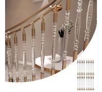 Acrylic & Metal Balusters for Staircase Interior, 80 to 115 Cm Height Stair Baluster with Screws, Stylish Platform Stair Spindles Bundles, Gold Hardware(20pcs,110cm(43 1/4"))