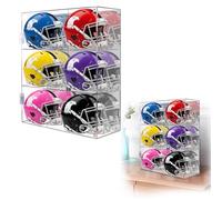 Acrylic Mini Helmet Display Case, Clear 1/2 Football Baseball Helmet Shadow Box for Storage Organizer for Mini Pop Figure, Collectibles, Mineral Crystal, Stones, Wall Mountable, with Mirrored & Lid