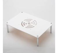Acrylic Mini Media Stand - 1-Tier Black Audio Tower, Compact Metal Rack for Desktop Stereo Equipment, Stylish Small Component Cabinet, Space-Saving Design