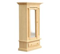 Acrylic Mirror Miniature Closet - Classic Wood Finish, Reflective Mirror Panel, Integrated Shelving | 1/12 Scale Model Furniture, For Hobbyist, Interior Scene Decoration For Tiny Home